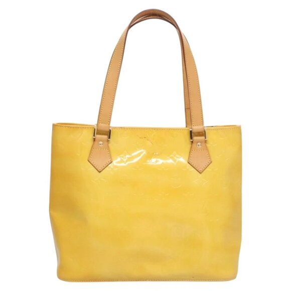 LOUIS VUITTON Monogram Vernis Houston Hand Bag Lime Yellow M91055 LV Auth - Picture 15 of 15